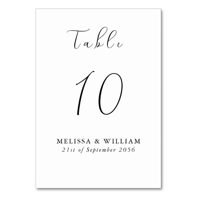 Numeração De Mesa Casamento com Monograma Preto e Branco Chic (Frente)