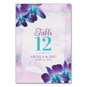 Numeração De Mesa Casamento com Orquídea de Dendrobium Azul-Turquesa