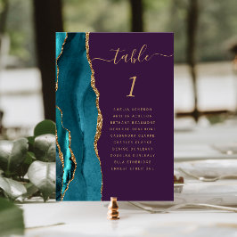 Numeração De Mesa Casamento com Púrpura Dourada Teal