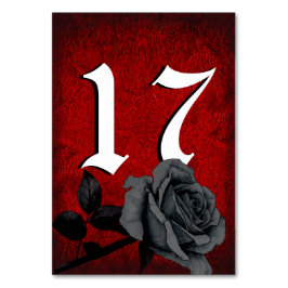 Numeração De Mesa Casamento com Rosa de Preto Vermelho Gótico