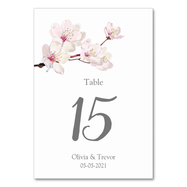 Numeração De Mesa Casamento com Sakura Japonês com Cerejeira Rosa Bl (Frente)