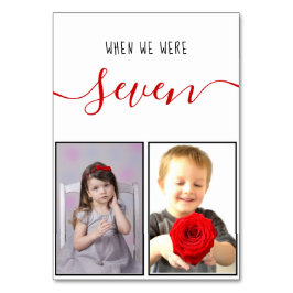 Numeração De Mesa Casamento com Script Vermelho Moderno com Fotos de