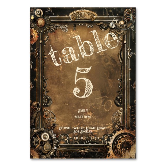 Numeração De Mesa Casamento com Steampunk Noir (Frente)