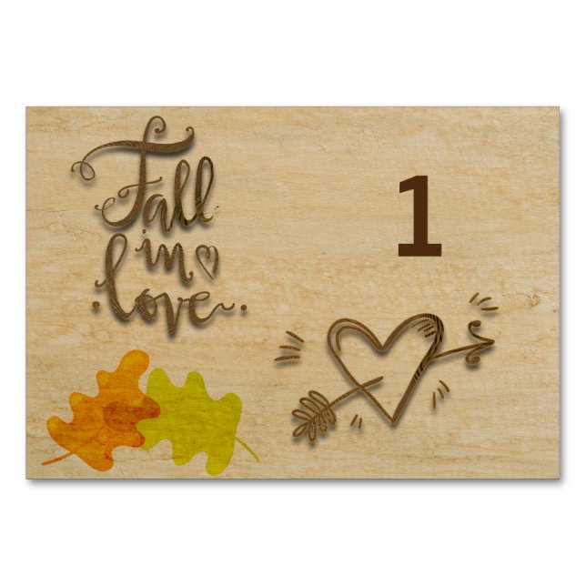 Numeração De Mesa Casamento com Tema de Outono - Apaixone-se (Frente)