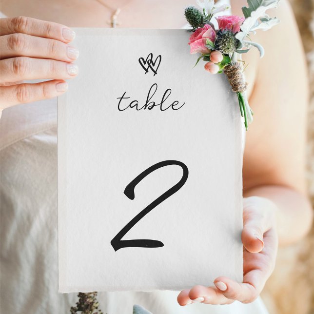 Numeração De Mesa Casamento com Tipografia Escrita Manuscrita de Man (Minimalist Script Hand Written Typography Wedding Table Number)