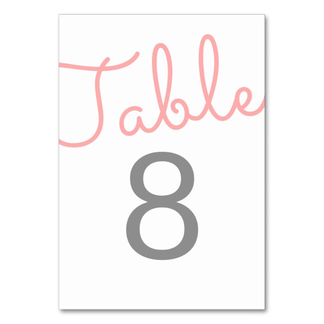 Numeração De Mesa Casamento com Tipografia Moderna Rosa (Frente)