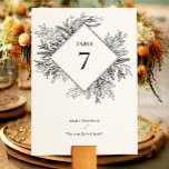 Numeração De Mesa Casamento com Verde Branco e Negro<br><div class="desc">Esta design de Números de Mesa do Casamento Verde Branco e Negro oferece uma combinação clássica de tipografia simples e minimalista com uma história neutra de cor branca e negra e um verde-arte de linhagem chica. Os embelezamentos da silhueta das folhas magnéticas estão arranjados de forma artística para criar uma...</div>