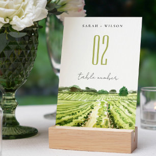 Numeração De Mesa Casamento com vinhas de vinificação verde Elegante