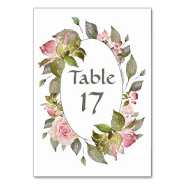 Numeração De Mesa Casamento Cor-de-Água - Rosas Cor-de-Rosa Suave