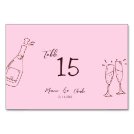 Numeração De Mesa Casamento Cor-de-Rosa Caprichoso e Manuscrito