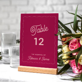 Numeração De Mesa Casamento Cor-de-Rosa Moderno de Frame Onda