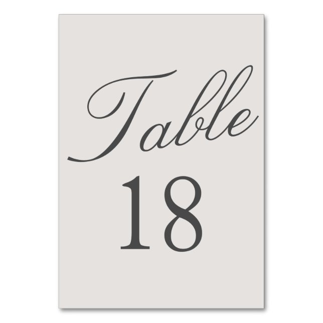 Numeração De Mesa Casamento Cor Sólida Cinza Simples (Frente)