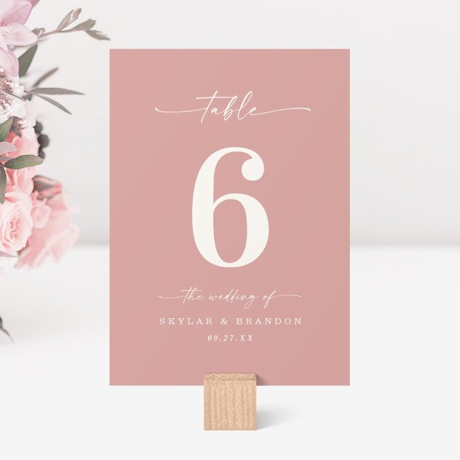 Numeração De Mesa Casamento Cor Sólida, Rosa, Rosa, Simples (Criador carregado)