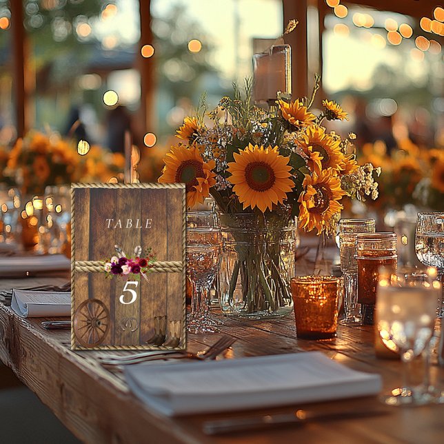 Numeração De Mesa Casamento Country Western Rosas Vermelhas Rosadas  (Criador carregado)