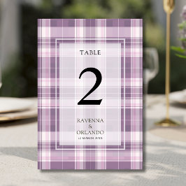 Numeração De Mesa Casamento Country Xadrez Roxo Ameixa Vintage