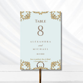 Numeração De Mesa Casamento Cristão Barroco Azul Elegante