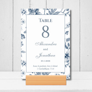 Numeração De Mesa Casamento Cristão Floral Azul Chinoiserie