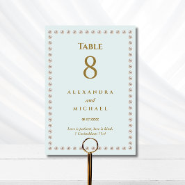 Numeração De Mesa Casamento Cristão Pérola Azul Elegante 