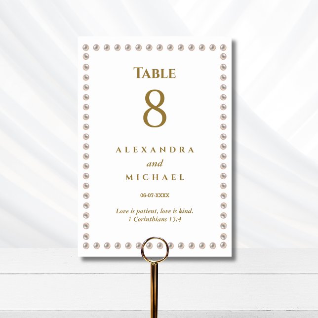 Numeração De Mesa Casamento Cristão Pérola Elegante  (Criador carregado)