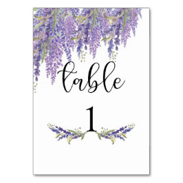 Numeração De Mesa Casamento da árvore de Wisteria com aquarela roxa