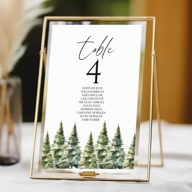 Numeração De Mesa Casamento da Floresta de Pinheiros de Neve Inverno (Criador carregado)