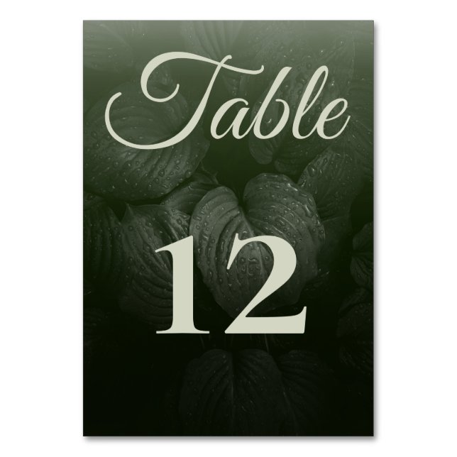 Numeração De Mesa Casamento da primavera elegante de folha verde (Frente)