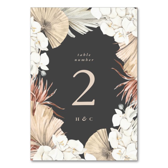 Numeração De Mesa Casamento da Selva Floral da Grama de Creme Pampas (Frente)