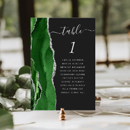 Numeração De Mesa Casamento Dark de Agate de Prata Verde Hunter