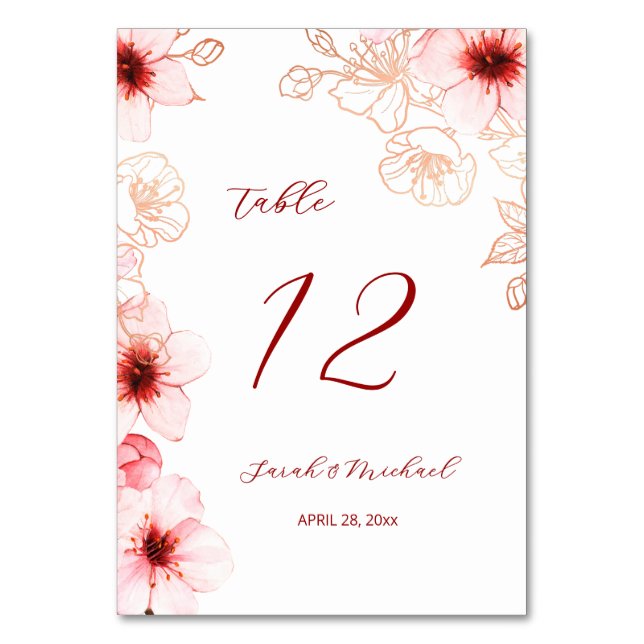 Numeração De Mesa Casamento das Cerejeiras Floridas (Frente)