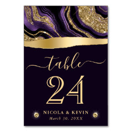Numeração De Mesa Casamento de Ágata com Papel Alumínio Roxo Elegant
