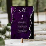 Numeração De Mesa Casamento de Ágata Prata Roxa<br><div class="desc">Este elegante cartão de número de mesa de casamento moderno apresenta um fundo de ágata em aquarela roxa aparado com brilho de prata falso. A palavra "mesa" aparece em escrita à mão em cinza prateado. Adicione os nomes dos seus convidados que estão atribuídos a cada mesa.</div>