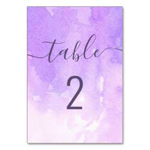 Numeração De Mesa Casamento de água roxa. Script simples Lilac