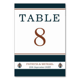 Numeração De Mesa Casamento de Âncora Azul-Marinho Elegante