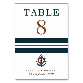 Numeração De Mesa Casamento de Âncora Azul Marinho Náutico