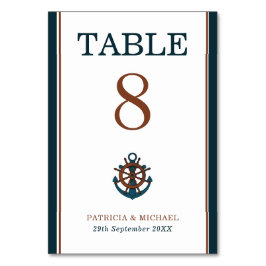 Numeração De Mesa Casamento de Âncora Marinho Náutica Elegante