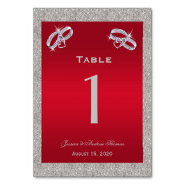 Numeração De Mesa Casamento de Anéis de Prata Vermelha e Esparcial