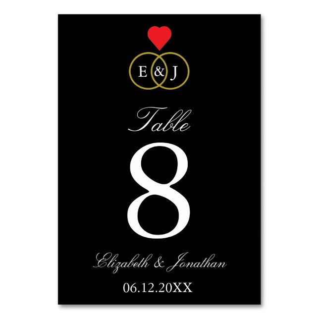 Numeração De Mesa Casamento de Anéis Entwinados (Frente)