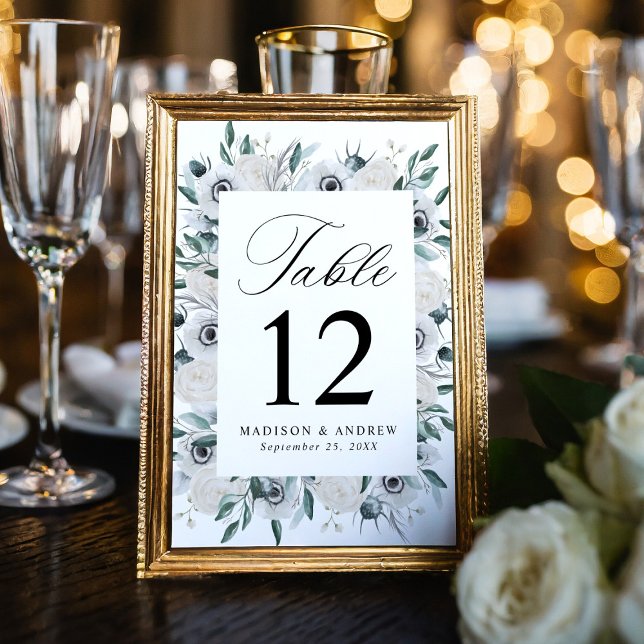 Numeração De Mesa Casamento de Anêmonas e Rosas Brancas (Criador carregado)