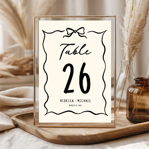 Numeração De Mesa Casamento de Arco Desenhado à Mão Preto e Creme