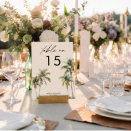 Numeração De Mesa Casamento de Árvore de Palmeira em Aquarela destin