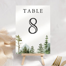 Numeração De Mesa Casamento de árvores da floresta montanhosa rústic
