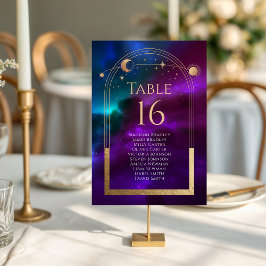 Numeração De Mesa Casamento de Astronomia da Lua Solar Roxo Cósmico