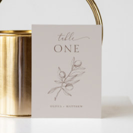 Numeração De Mesa Casamento De Azeitona De Taupe Leve | Elegante Min
