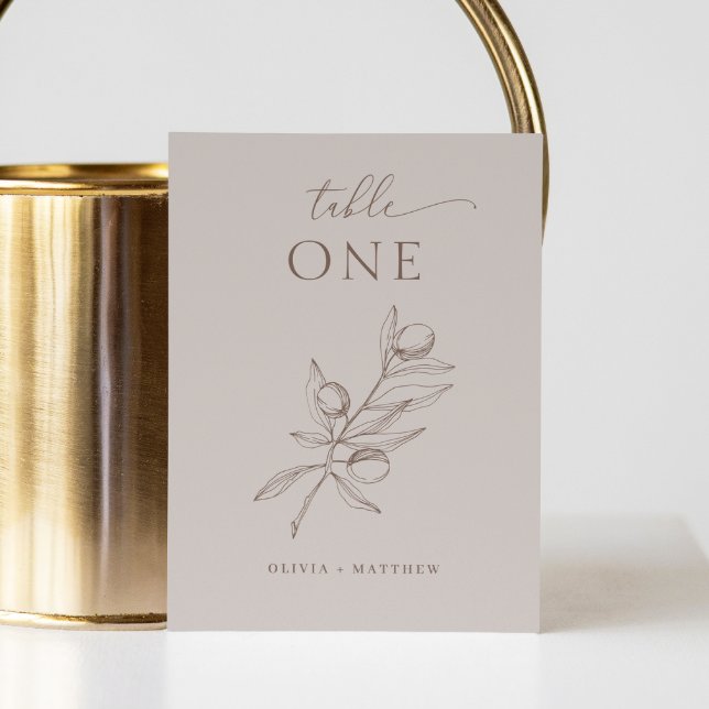 Numeração De Mesa Casamento De Azeitona De Taupe Leve | Elegante Min (Criador carregado)