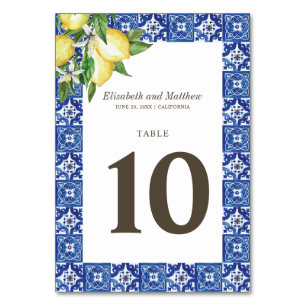 Numeração De Mesa Casamento de Azul-Mediterrâneo Moderno com Folhage