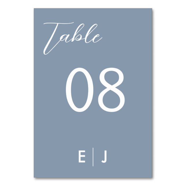 Numeração De Mesa Casamento de Azul Mínimo Dusty (Frente)