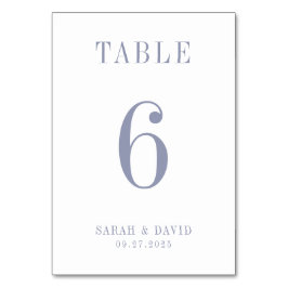 Numeração De Mesa Casamento de Azul Pó Minimalista Elegante
