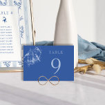 Numeração De Mesa Casamento de Birdcage da Chinoiserie Azul<br><div class="desc">Número da mesa de casamento azul com design de aves vintage elegante. Delicada e romântica com paleta colorida em tons de azul inspirada pelo toile francês rústico, porcelana chic chinoiserie, cerâmica delta, georgiana, regência e eras vitorianas. Para coordenar convites, artigos de papelaria, jogos e decoração do dia do evento, por...</div>