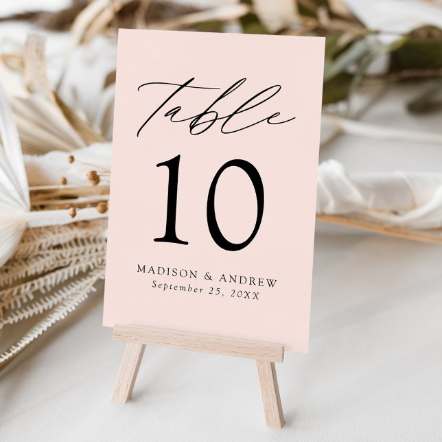 Numeração De Mesa Casamento de Blush Elegante Moderno (Criador carregado)