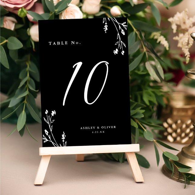 Numeração De Mesa Casamento de Boho com Flores Brancas e Negras (Criador carregado)